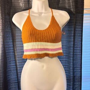 Vibrant Knit Halter Crop Top